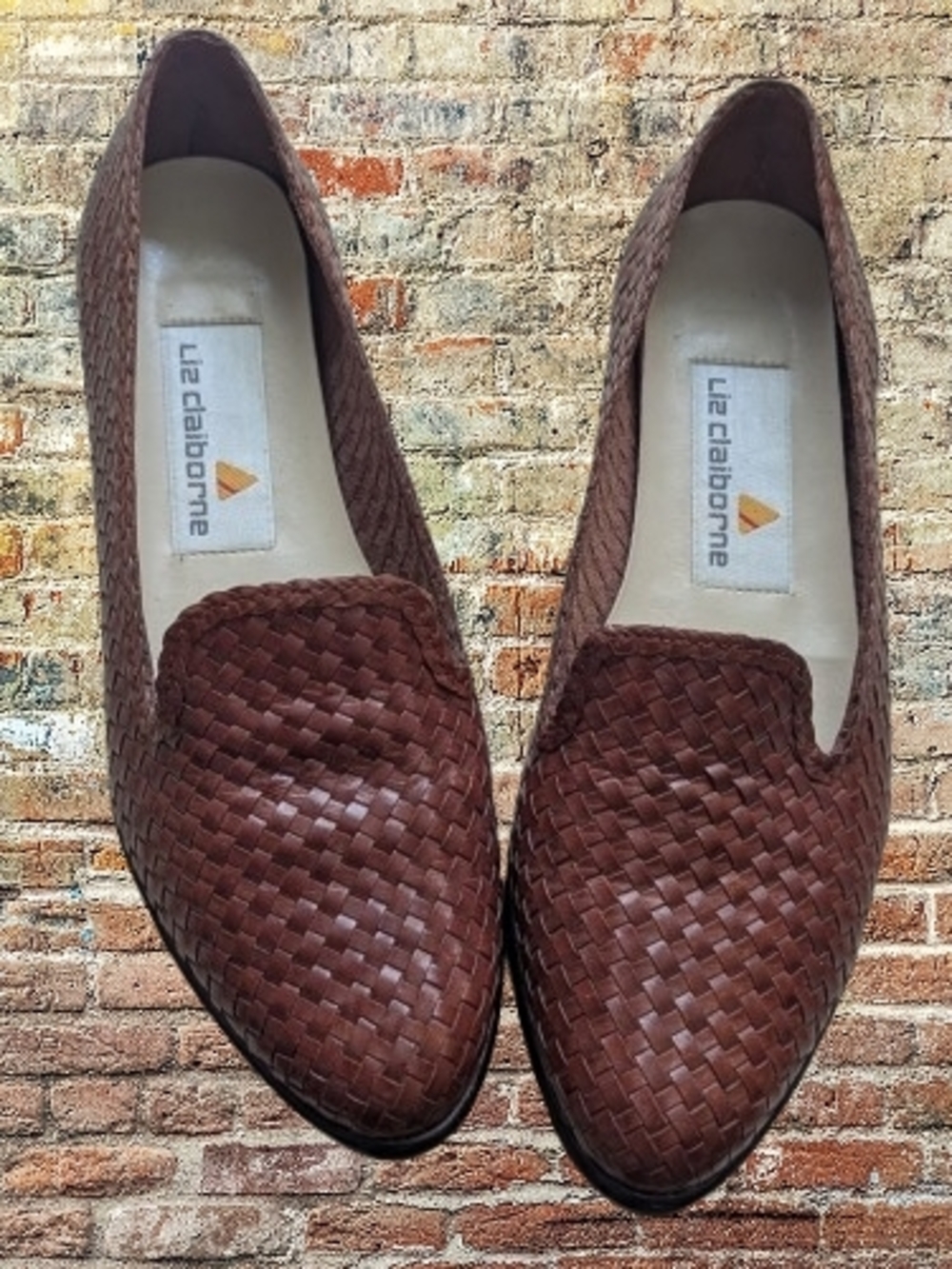 Vintage Liz Claiborne Brown Woven Leather Flats Classics 6M